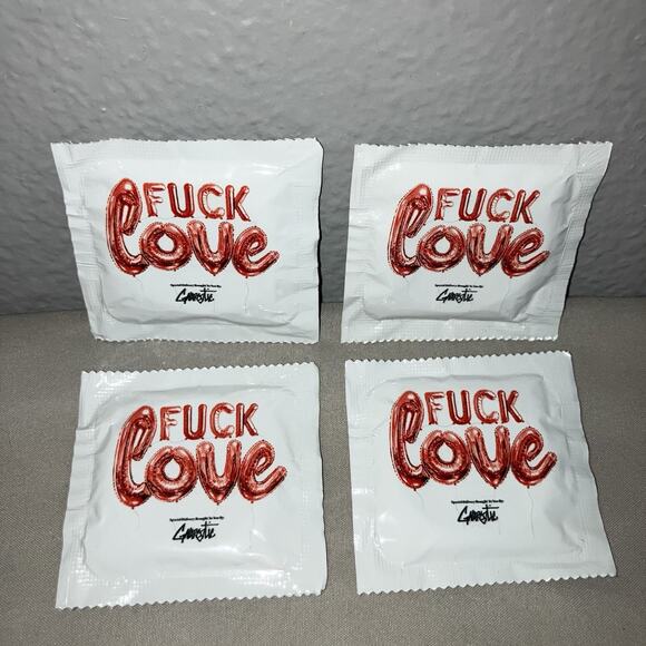 4 Pack Gnarcotic Brand F*** Love Condom White Version 4x Single Hype Condoms Lot - Picture 1 of 2
